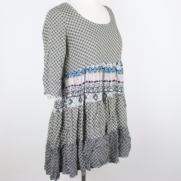 Umgee Womens Small Paisley Waist Stripe Tunic Dress - Picture 2 of 4